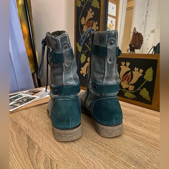 SOLD | Muted teal lace up zip boots - Picture 2 of 4